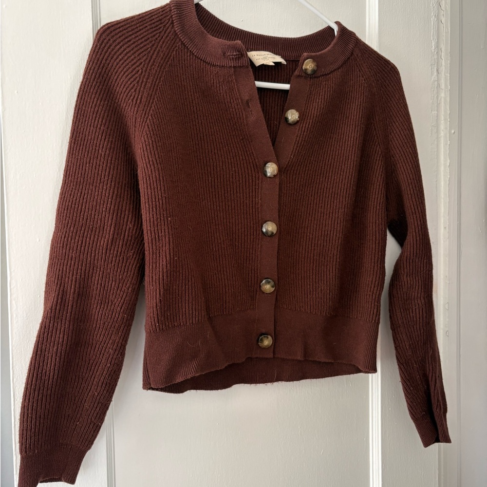 Sezane Chocolate Brown Cardigan